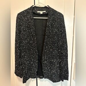 Diane Von Furstenberg Vintage Galaxy Crepe Black 
White Lightweight Blazer size4